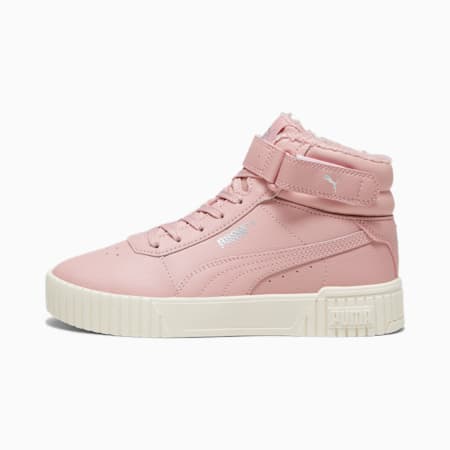 Sneakers Carina 2.0 Mid Winter da bambina, Future Pink-PUMA Silver-Alpine Snow, small