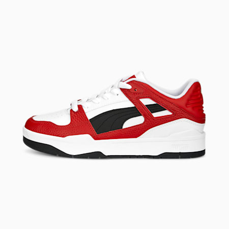 Slipstream Leather Sneakers, PUMA White-PUMA Black-For All Time Red, small