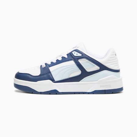 Slipstream Leather Sneakers, PUMA White-Icy Blue-Persian Blue, small