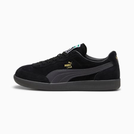 Liga Suede Sneakers, PUMA Black-Dark Coal-PUMA Gold, small