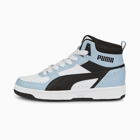 รองเท้าผ้าใบเด็กโต Rebound JOY Blocked, Puma White-Puma Black-Blue Wash, small-THA