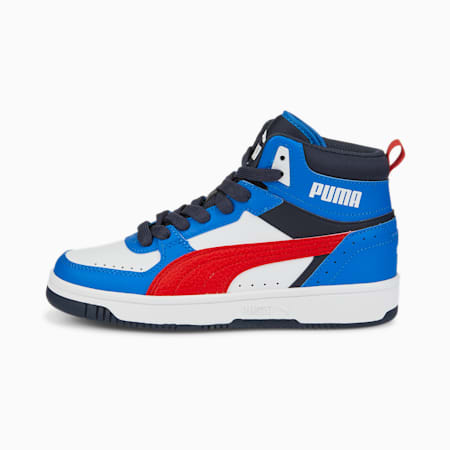 Rebound JOY Blocked Sneakers Youth, Puma White-Burnt Red-Victoria Blue-Parisian Night, small-THA