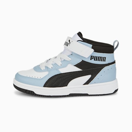 รองเท้าผ้าใบเด็ก Rebound Joy Blocked AC, Puma White-Puma Black-Blue Wash, small-THA