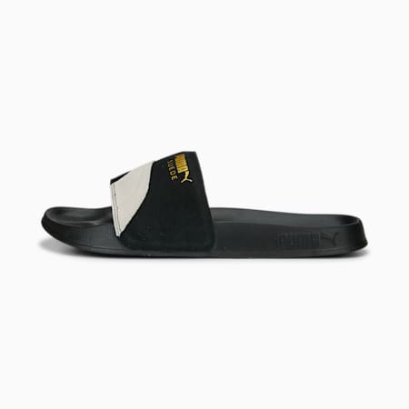 Leadcat 2.0 Suede OG Unisex Slides, PUMA Black-PUMA White-Metallic Gold, small-AUS