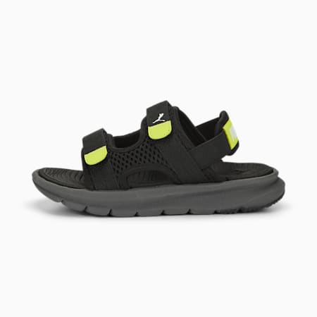 PUMA Evolve Sandals Kids, PUMA Black-PUMA White-Lime Smash-Asphalt, small-SEA