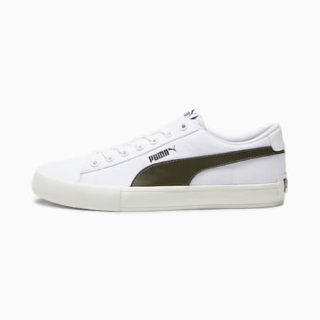 รองเท้าผ้าใบ Bari Casual Canvas, PUMA White-Dark Olive-Vapor Gray, small-THA