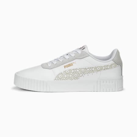 حذاء رياضي للنساء Carina 2.0 Laser Cut, PUMA White-Pristine-PUMA Gold, small-DFA