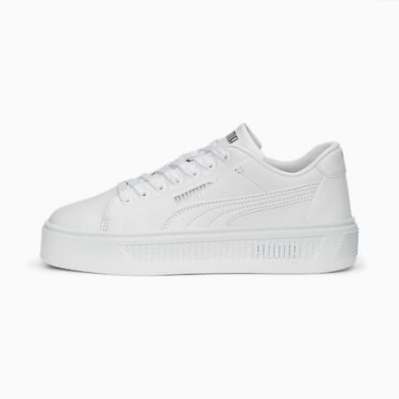 Smash Platform V3 Sleek Sneakers Women, PUMA White-PUMA Silver, small-DFA