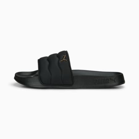 Black discount puffy slides