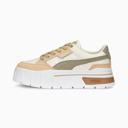 Mayze Stack Luxe Women's Sneakers, Whisper White-Pale Khaki, small-AUS