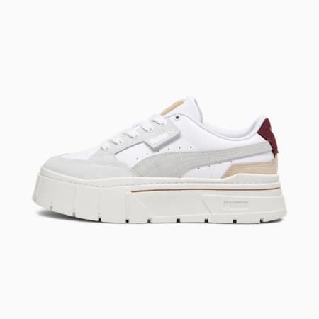 Mayze Stack Luxe Sneakers Women, PUMA White-Warm White-Dark Jasper, small-PHL