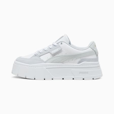 Zapatillas Mayze Stack Luxe para mujer, PUMA White-Silver Mist, small-PER