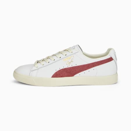 Sneakersy Clyde Base, PUMA White-Wood Violet-Puma Team Gold, small