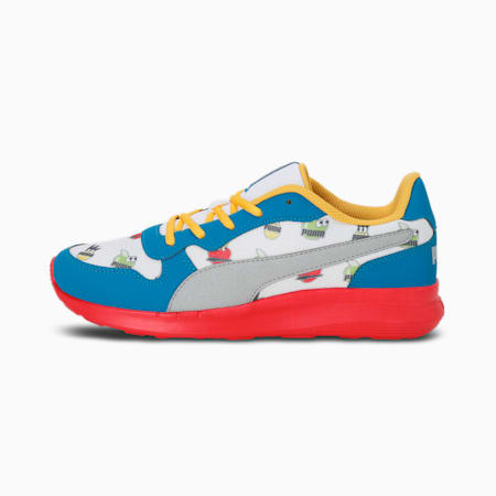 PUMA Cooby V1 Youth Shoes, Mykonos Blue-PUMA White-Spectra Yellow-Silver-High Risk Red, small-IND
