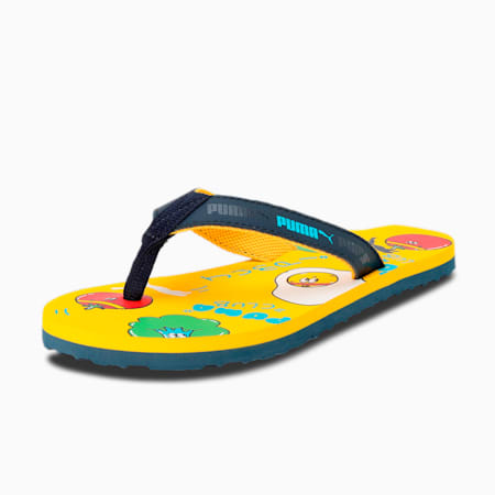 Puma Hop Kids' Flip Flops, Spectra Yellow-High Risk Red-Spellbound, small-IND