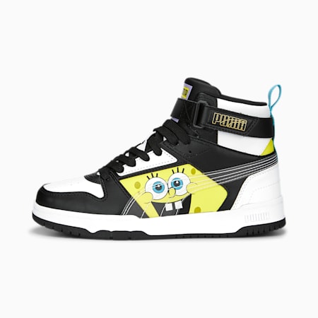 حذاء رياضي للشباب RBD Game SpongeBob, PUMA White-PUMA Black-Lucent Yellow-Hero Blue, small-DFA