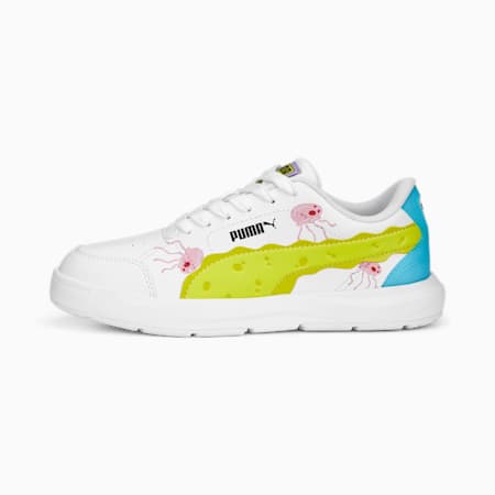 Zapatillas PUMA x SPONGEBOB Evolve Court para jóvenes, PUMA White-Celandine-Hero Blue-PRISM PINK, small