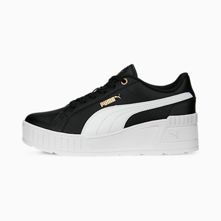 Karmen Wedge Sneakers Women, PUMA Black-PUMA White-Gold, small-DFA