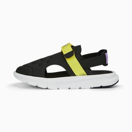 PUMA x SPONGEBOB Evolve Sandals Kids, PUMA Black-PUMA White-Celandine, small-SEA