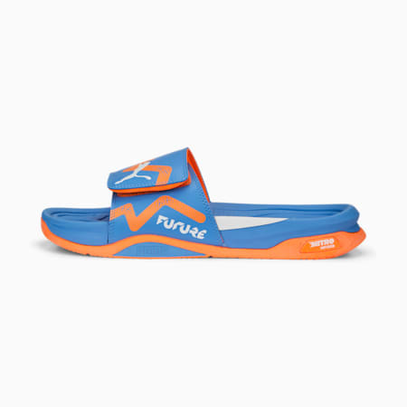 Dream Nitro Future Unisex Slides, Blue Glimmer-Ultra Orange-PUMA White, small-AUS