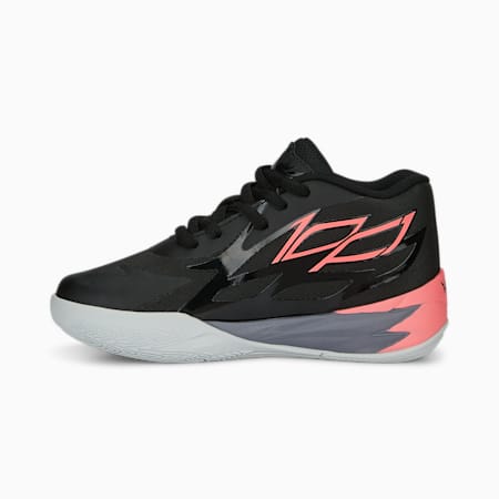 MB.02 Basketball Shoes - Kids 4-8 years, PUMA Black-Sunset Glow-Gray Tile, small-AUS