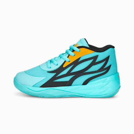 MB.02 Basketball Shoes - Kids 4-8 years, Elektro Aqua-PUMA Black-Mineral Yellow, small-AUS