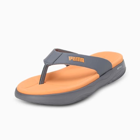 Puma SOFTRIDE Seave Unisex Flip-Flops, Gray Tile-Clementine, small-IND