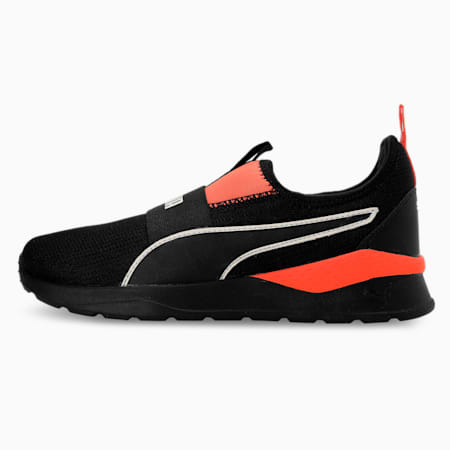 Hobbes Slip On Youth Sneakers, PUMA Black-Fiery Coral-Marshmallow, small-IND