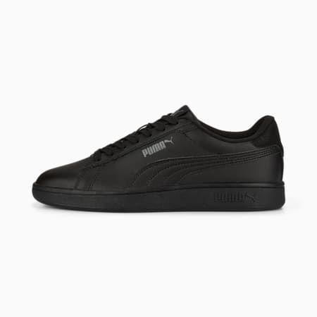 Baskets en cuir Smash 3.0 Enfant et Adolescent, PUMA Black-Shadow Gray, small-DFA