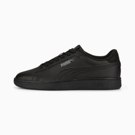 Smash 3.0 leren sneakers voor jongeren, PUMA Black-Shadow Gray, small