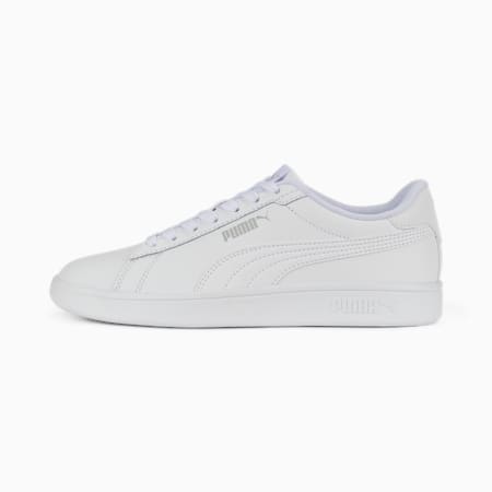 Smash 3.0 Leather Sneakers Youth, PUMA White-Cool Light Gray, small-DFA