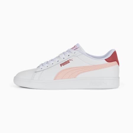 Smash 3.0 Leather Sneakers Youth, PUMA White-Rose Dust-Heartfelt, small
