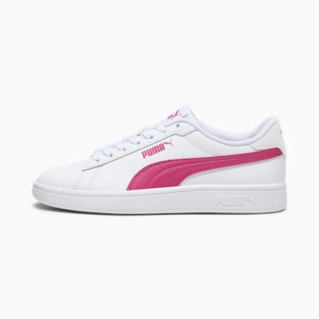 Smash 3.0 Leather Sneakers Youth, PUMA White-Pinktastic, small