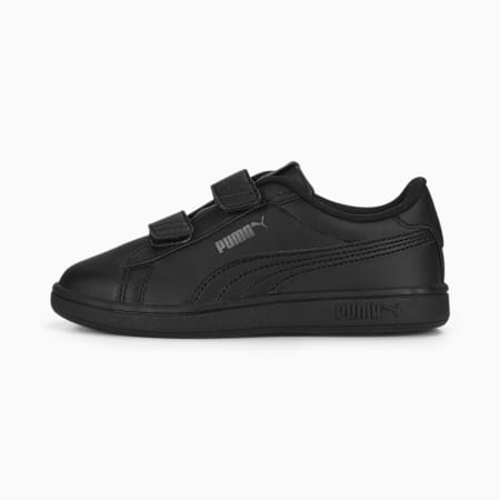 Smash 3.0 leren V sneakers voor kinderen, PUMA Black-Shadow Gray, small