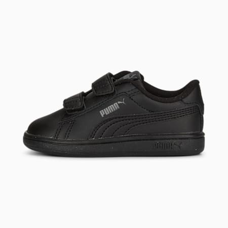 Smash 3.0 leren V sneakers voor baby’s, PUMA Black-Shadow Gray, small