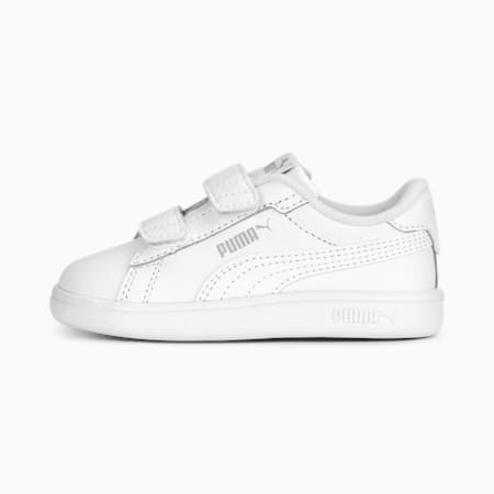 Smash 3.0 leren V sneakers voor baby’s, PUMA White-Cool Light Gray, small