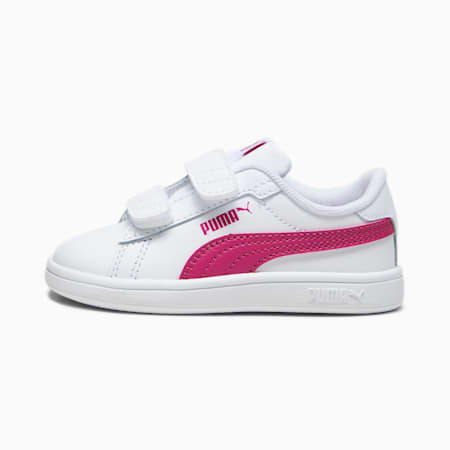 Smash 3.0 Leather V Sneakers Baby, PUMA White-Pinktastic, small