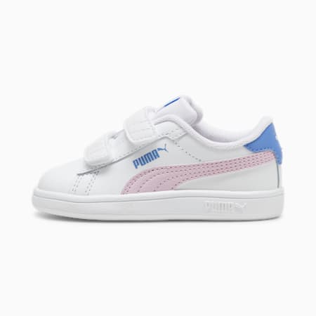 Niemowlęce skórzane sneakersy Smash 3.0 V, PUMA White-Grape Mist-Blue Skies, small