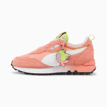 รองเท้าผ้าใบเด็กโต PUMA x SPONGEBOB Rider FV, Carnation Pink-PUMA White, small-THA