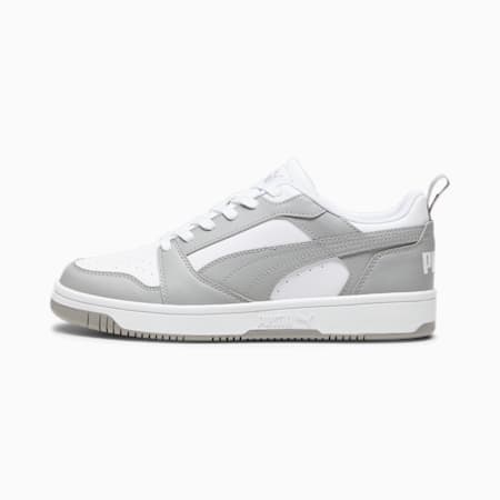 Rebound V6 Low Sneakers, PUMA White-Concrete Gray, small