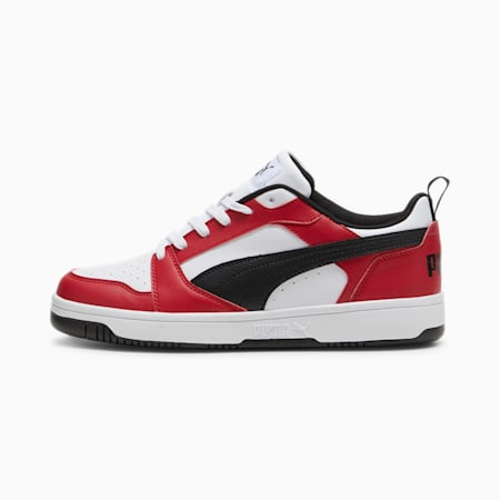 Rebound V6 Low Sneakers, PUMA White-PUMA Black-Club Red, small