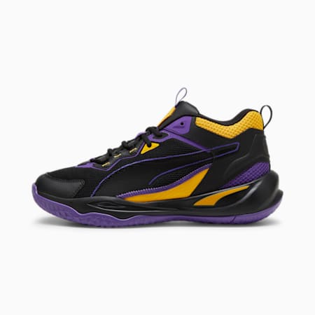 Playmaker 2023 Unisex Sneakers, PUMA Black-Team Violet-Yellow Sizzle, small-AUS