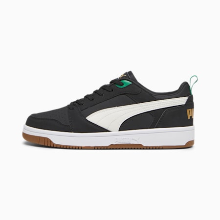 Rebound Low 75 Years Sneakers, PUMA Black-Warm White-Archive Green-Gold-Pristine, small