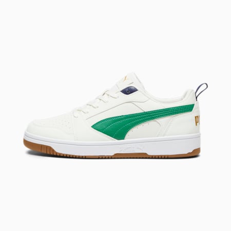Rebound Low 75 Years Unisex Sneakers, Warm White-Archive Green-PUMA Navy-Gold-Pristine, small-AUS