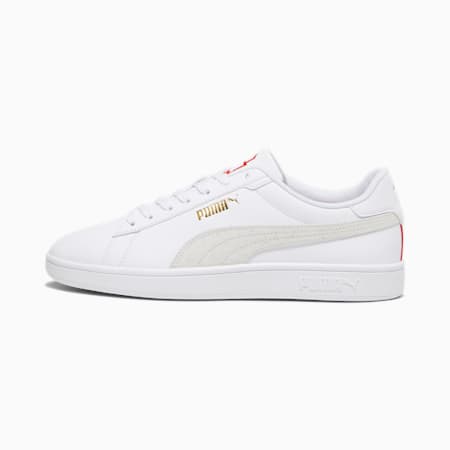 Sepatu Sneaker PUMA Smash Retro, PUMA White-Warm White-Gold-For All Time Red-Gum, small-IDN
