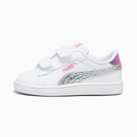 PUMA Smash 3.0 Star Glo Toddlers' Sneakers, PUMA White-PUMA Silver-Strawberry Burst-Purple Pop, small