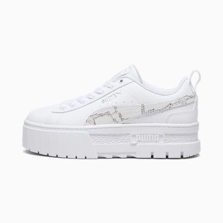 Mayze Snake Youth Sneakers, PUMA White-Feather Gray, small