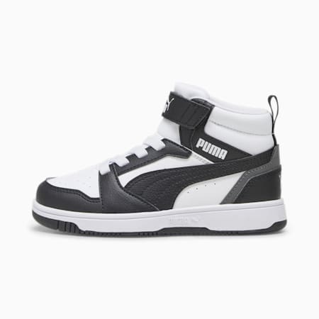 Basket mi-haute Rebound V6 Enfant, PUMA White-PUMA Black-Shadow Gray, small