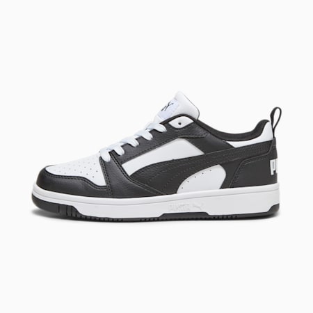 Rebound V6 Lo Youth Sneakers, PUMA White-PUMA Black, small