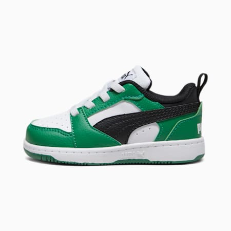 Rebound V6 Lo Toddlers' Sneakers, PUMA White-PUMA Black-Archive Green, small